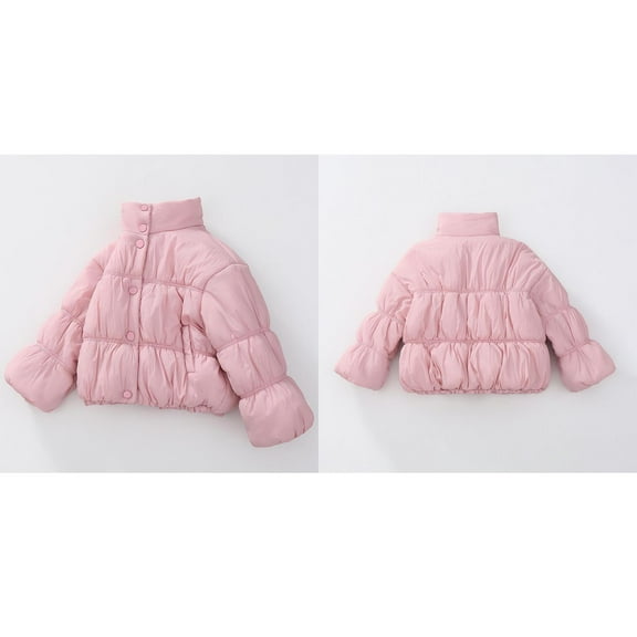 Grils Winter Coat,Boys Puffer Coat with Pocket Button Down Pink Winter Coat Long Sleeve Windproof Winter Thicken Coat Boys Winter Coat Size 6-12 Months