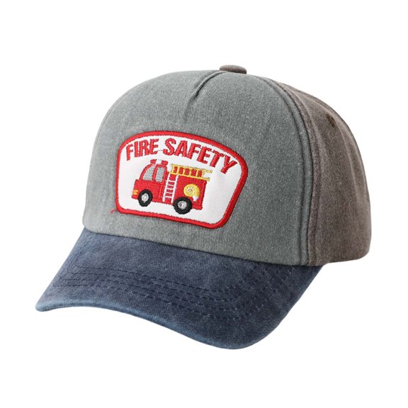 Infant Hat Adjustable Fire Truck Color Splicing Baseball Cap For Kids Outdoor Play Baby Bonnet