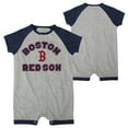 thumbnail image 1 of Infant  Heather Gray Boston Red Sox Extra Base Hit Raglan Full-Snap Romper, 1 of 3