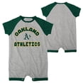 thumbnail image 1 of Infant  Heather Gray Oakland Athletics Extra Base Hit Raglan Full-Snap Romper, 1 of 3