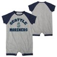 thumbnail image 1 of Infant  Heather Gray Seattle Mariners Extra Base Hit Raglan Full-Snap Romper, 1 of 3