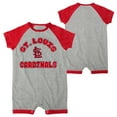 thumbnail image 1 of Infant  Heather Gray St. Louis Cardinals Extra Base Hit Raglan Full-Snap Romper, 1 of 3