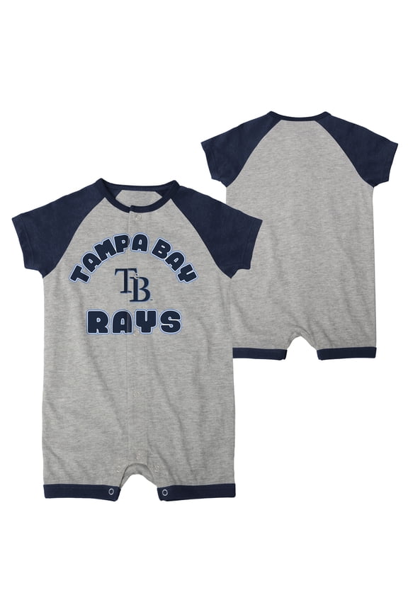 Infant  Heather Gray Tampa Bay Rays Extra Base Hit Raglan Full-Snap Romper