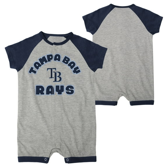 Infant Heather Gray Tampa Bay Rays Extra Base Hit Raglan Full-Snap Romper