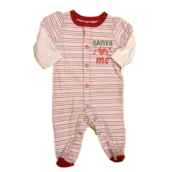 Infant Holiday Sleeper Santa Loves Me Sleep & Play Stripe Christmas NB