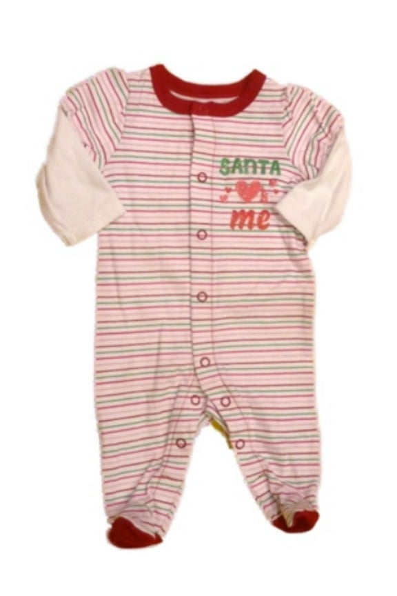 Infant Holiday Sleeper Santa Loves Me Sleep & Play Stripe Christmas NB