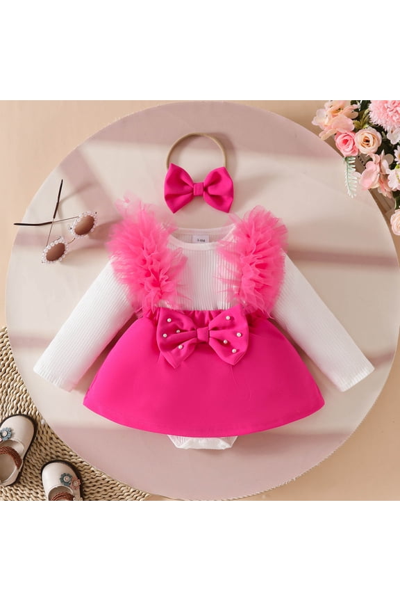 Infant Hot Pink Infant Clothes Newborn Girl Dresses Rompers Bodysuit Newborn Outfits Toddler Girl Summer Clothes Infant Clothes Girls 9-12 Months