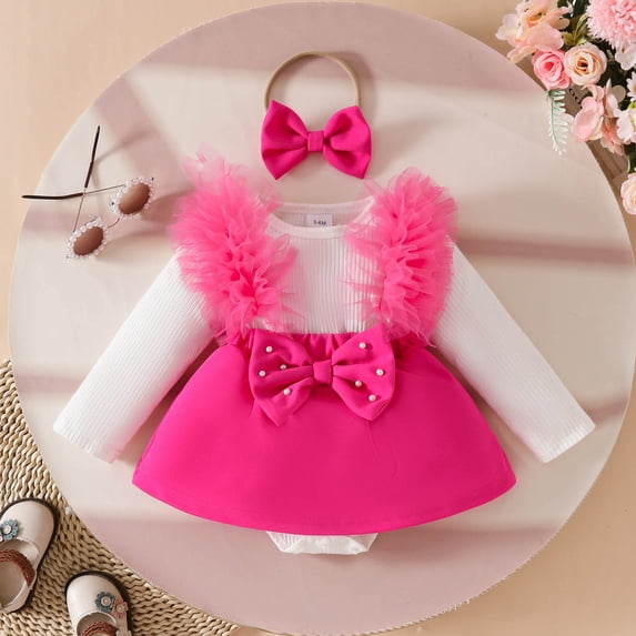 Hot Pink Clothes Girl Dresses Rompers Bodysuit Outfits Toddler Girl Summer Clothes Clothes Girls 9-12 Months
