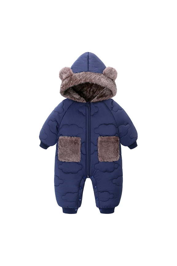 Infant Infant Baby Snowsuit Warm Windproof Long Sleeve Bear Hooded Jumpsuit Romper Infant Girls Winter Coat Boy Newborn Clothes 6-12 Months
