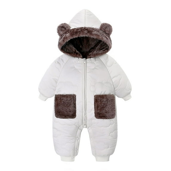 Infant Infant Baby Snowsuit Warm Windproof Long Sleeve Bear Hooded Snowsuit Infant Girls Winter Coat Boys Girls Down Jacket 3-6 Months