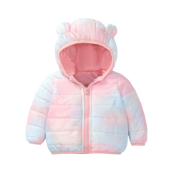 Infant Jackets For Kids Girls Hooded Zip Up Gradient Coat Windproof Fall Winter Outdoor Casual Outerwear Size 6-12 Months