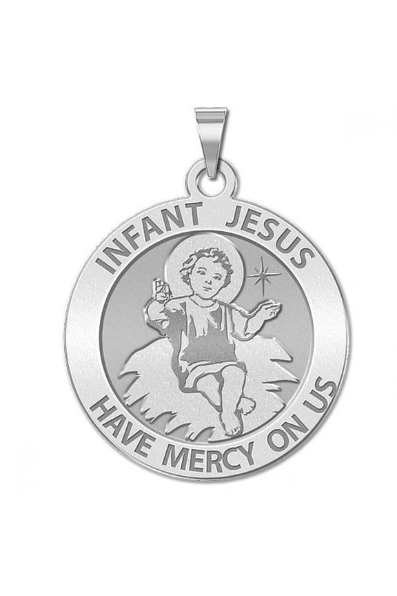 Infant Jesus Religious Medal  - 1 inch Size of a Quarter - Sterling Silver