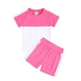 thumbnail image 1 of Infant Kids Girl Dressy Outfit Baby Unisex Summer T-shirt Shorts Patchwork Cotton 2PC Sleepwear Easter Day New Cute Fashion Casual Clothes Stretch Set Elastic Waist Soft Tracksuit Breathable, 1 of 2
