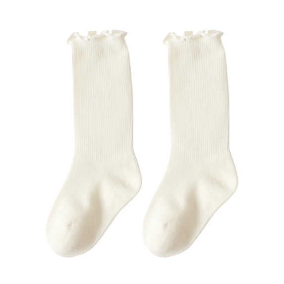 Infant Knee High Socks Solid Color Stretchy Soft Toddler Socks Non Slip Grip Socks for Babies New Walkers Boys Girls Everyday School Uniform Socks White