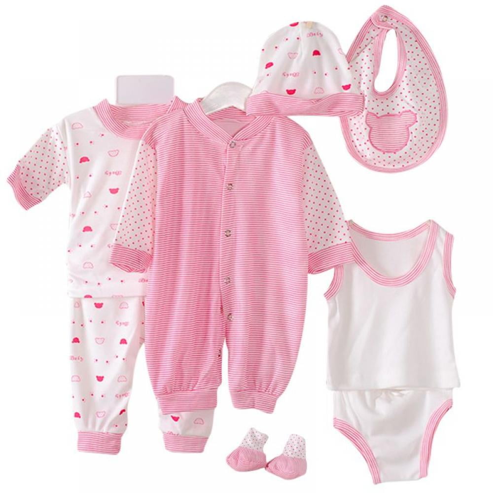 Infant Layette Gift Outfit 6 Piece Orangic Cotton Clothes & Accessories Set