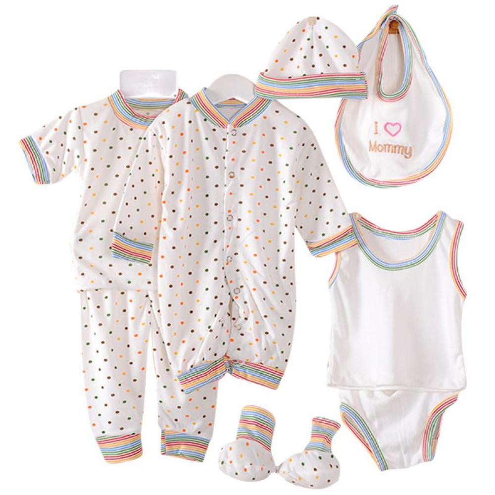Infant Layette Gift Outfit 6 Piece Orangic Cotton Clothes & Accessories Set