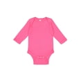 thumbnail image 1 of Rabbit Skins Infant 100% Combed Ringspun Cotton Baby Rib Lap Shoulder Long Sleeve Bodysuit, Hot Pink, Newborn, 1 of 3