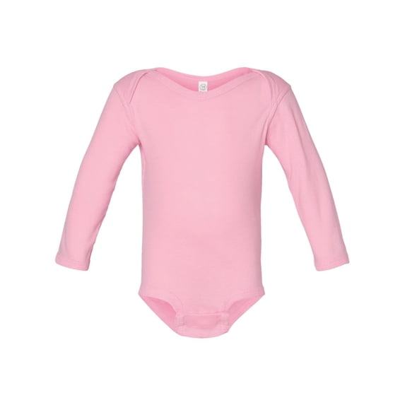 Infant Long-Sleeve Baby Rib Bodysuit - PINK - 18MOS