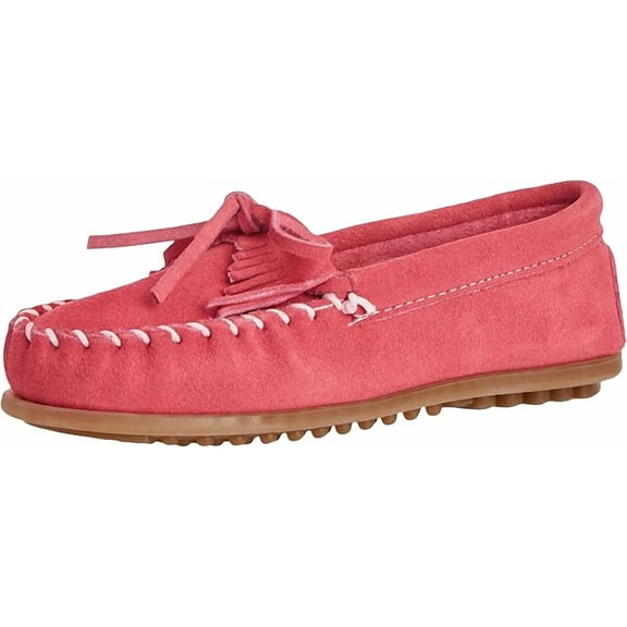 Minnetonka Children's Kilty Hardsole Moccasin, Hot Pink 9 Little Kid