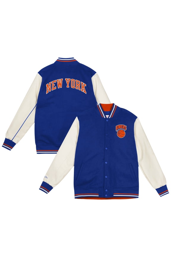 Infant Mitchell & Ness Blue New York Knicks Varsity Heavyweight Full-Snap Jacket