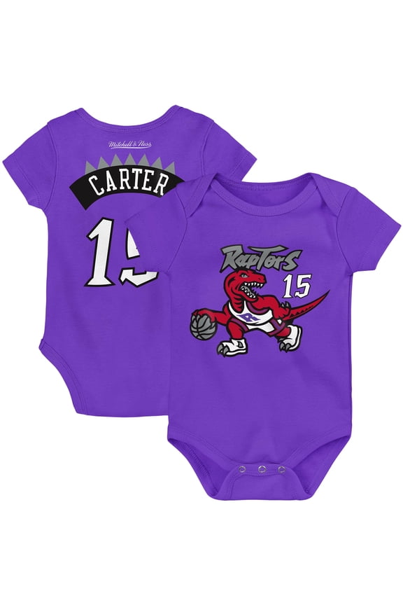 Infant Mitchell & Ness Vince Carter Purple Toronto Raptors Hardwood Classics Name & Number Bodysuit