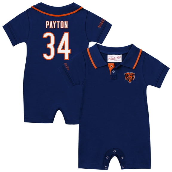 Infant Mitchell & Ness Walter Payton Navy Chicago Bears Retro Roots Player Rugby Romper