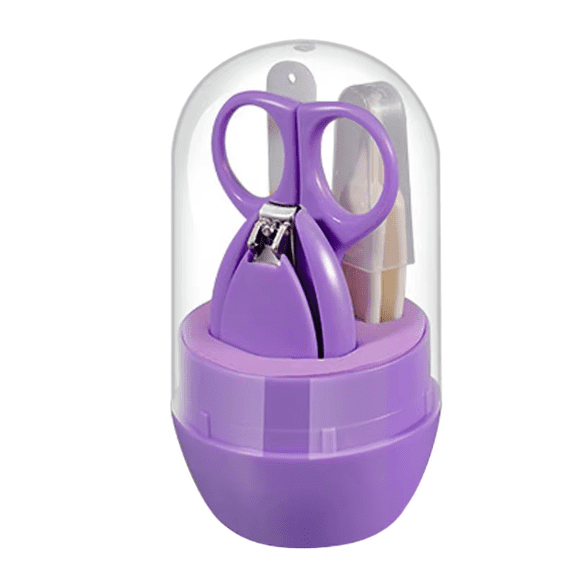 Infant Nail Care Set Cartoon Duck Safe Gentle Grooming for Newborn Toddler 4 Piece, Purple