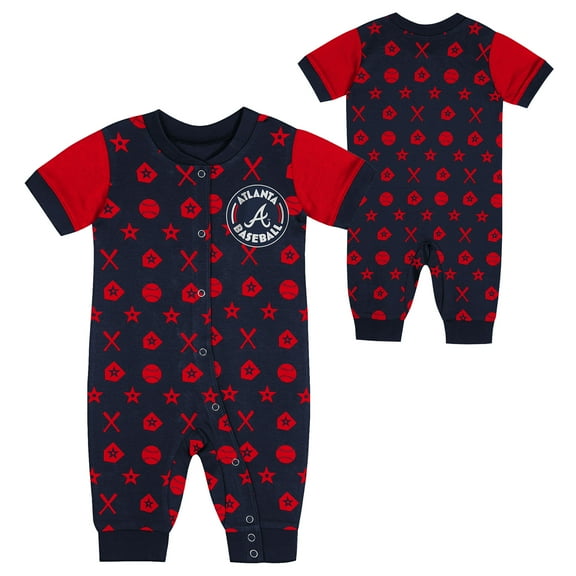 Infant Navy Atlanta Braves Full-Snap Coverall Bodysuit