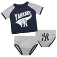 thumbnail image 1 of Infant Navy/Heather Gray New York Yankees Little Slugger Two-Pack Bodysuit Set, 1 of 5