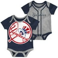 thumbnail image 1 of Infant Navy/Heathered Gray New York Yankees Double 2-Pack Bodysuit Set, 1 of 1
