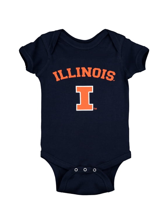 Infant Navy Illinois Fighting Illini Arch & Logo Bodysuit