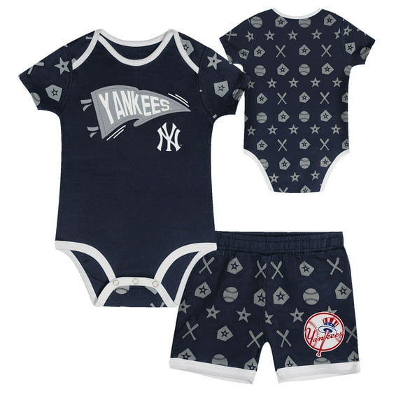 Infant  Navy New York Yankees On Deck 2-Piece Diaper Cover Set