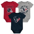 thumbnail image 1 of Infant Navy/Red/Gray Houston Texans Born to Be 3-Pack Bodysuit Set, 1 of 4