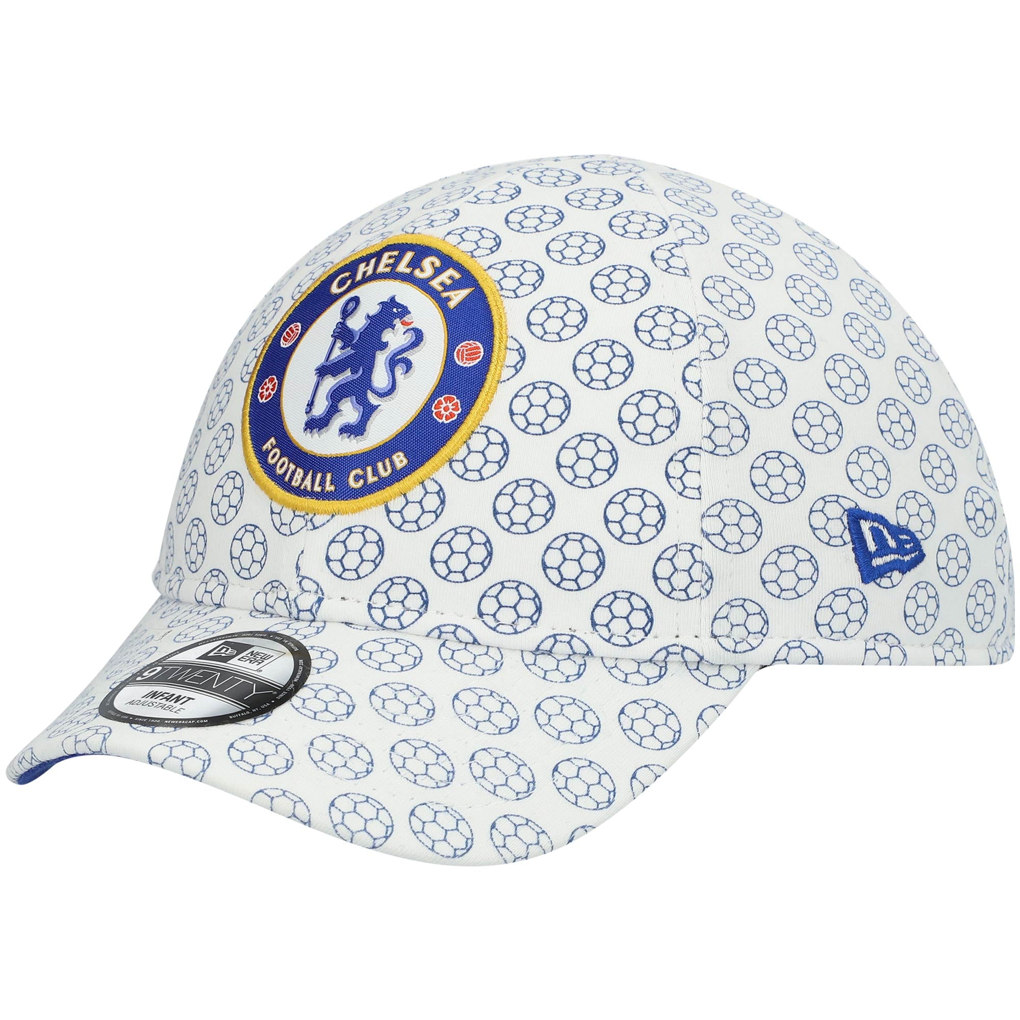Infant New Era White Chelsea Soccer Ball 9TWENTY Flex Fit Hat OSFA