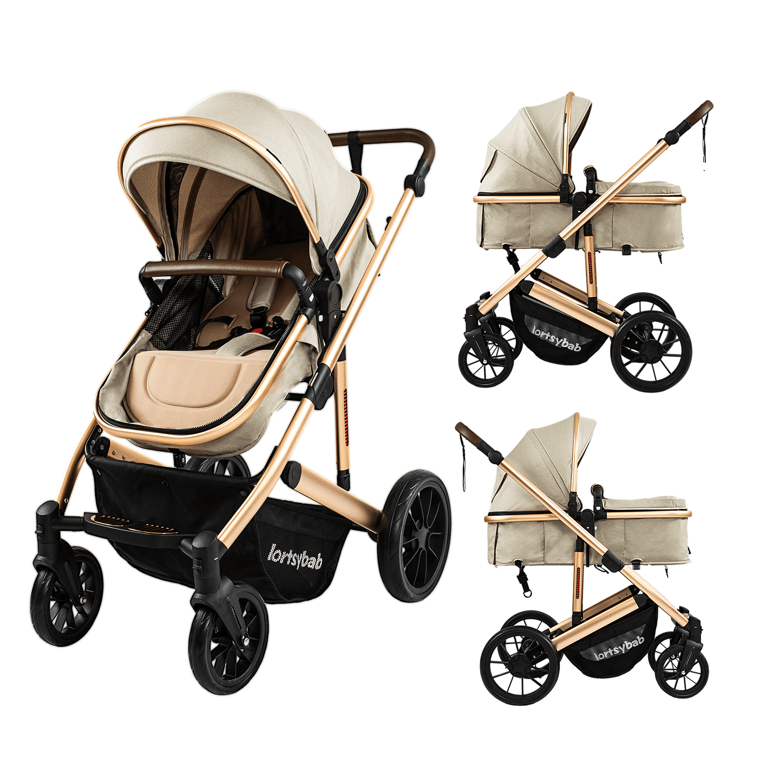Infant Newborn Baby Stroller 2 in 1 Convertible Stroller with Reversible Seat for 0