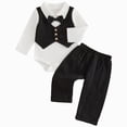 thumbnail image 1 of Infant Newborn Baby Boys Formal Vest Suit Babys First Birthday Gentlemans Bow Tie Overalls Suit 3 6 9 12 18 Months Infant Baby Piano Performance Outfit Set for 3-6 Months,Black, 1 of 5