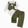 thumbnail image 1 of Infant Newborn Baby Boys Formal Vest Suit Babys First Birthday Gentlemans Bow Tie Overalls Suit 3 6 9 12 18 Months Infant Baby Piano Performance Outfit Set for 0-3 Months,AG, 1 of 5