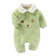 thumbnail image 1 of Infant Newborn Baby Boys Girls Rompers Toddler Baby Girls Boys Long Sleeve Solid Color Warm Onesie Round Neck Jumpsuit Romper New Casual Winter Jumpsuits Green 6 Months, 1 of 3