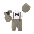 thumbnail image 1 of Infant Newborn Baby Boys Jumpsuit Set 3M 6M 9M 12M 18M 24M Gentleman Short Sleeve Romper + Gilet + Hat Summer Outfit, 1 of 10