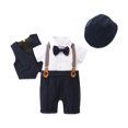thumbnail image 1 of Infant Newborn Baby Boys Jumpsuit Set 3M 6M 9M 12M 18M 24M Gentleman Short Sleeve Romper + Gilet + Hat Summer Outfit, 1 of 10