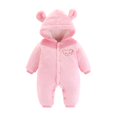 thumbnail image 1 of Infant Newborn Baby Girl Boy Bodysuits Cute Bears Ear Hooded Long Sleeve Flannel Jumpsuit Outfit Soft Warm Zipper Long Sleeve Romper Bodysuit Fall Winter Clothes, 1 of 5