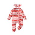 thumbnail image 1 of Infant Newborn Baby Girl Clothes Onesies Long Sleeve Ruffle Baby Footed Clothes with Christmas Pattern Printed Baby Clothes for Girls, 1 of 5