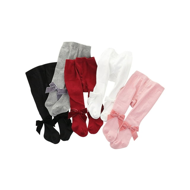Infant Newborn Baby Girls Pantyhose Solid Bowknot Leggings Four Seasons