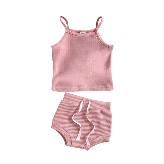 Infant Newborn Baby Girls Shorts Set, Spaghetti Straps Camisole with Elastic Waist Shorts Summer 2pcs Outfit 0-24M