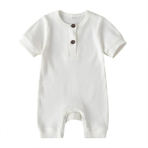 Infant Newborn Baby Romper Jumpsuit Solid Color Knitted Ribbed Bodysuit One Piece Summer Clothes