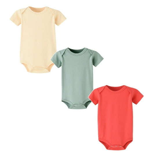 3PC Infant Newborn Girl Outfits Solid Color Summer Rompers Short sleeve Newborn Boy Outfits Baby Girl Outfits 6M Cute Boy Girl Clothing