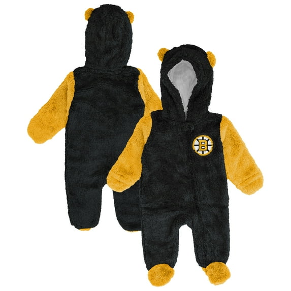 Infant & Newborn Outerstuff Black Boston Bruins Stay Napping Fleece Bunting Full-Zip Hooded Sleeper