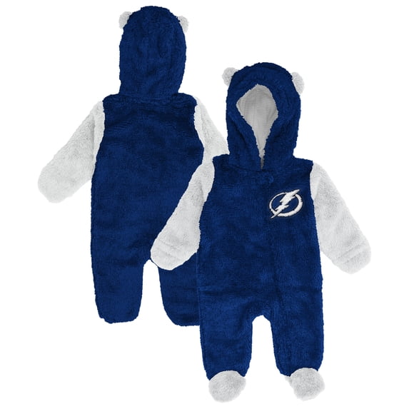 Infant & Newborn Outerstuff Blue Tampa Bay Lightning Stay Napping Fleece Bunting Full-Zip Hooded Sleeper