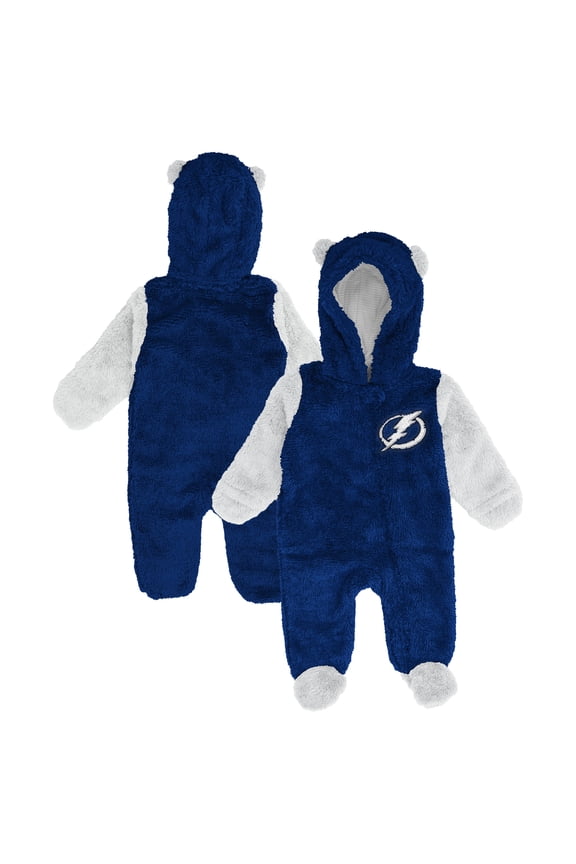 Infant & Newborn Outerstuff Blue Tampa Bay Lightning Stay Napping Fleece Bunting Full-Zip Hooded Sleeper