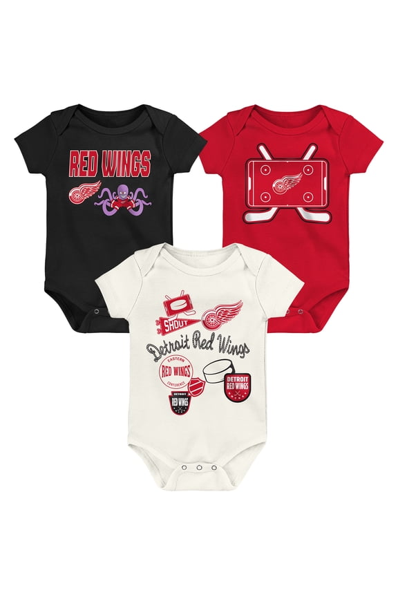 Infant & Newborn Outerstuff Detroit Red Wings Littlest Player Three-Pack Bodysuit Set
